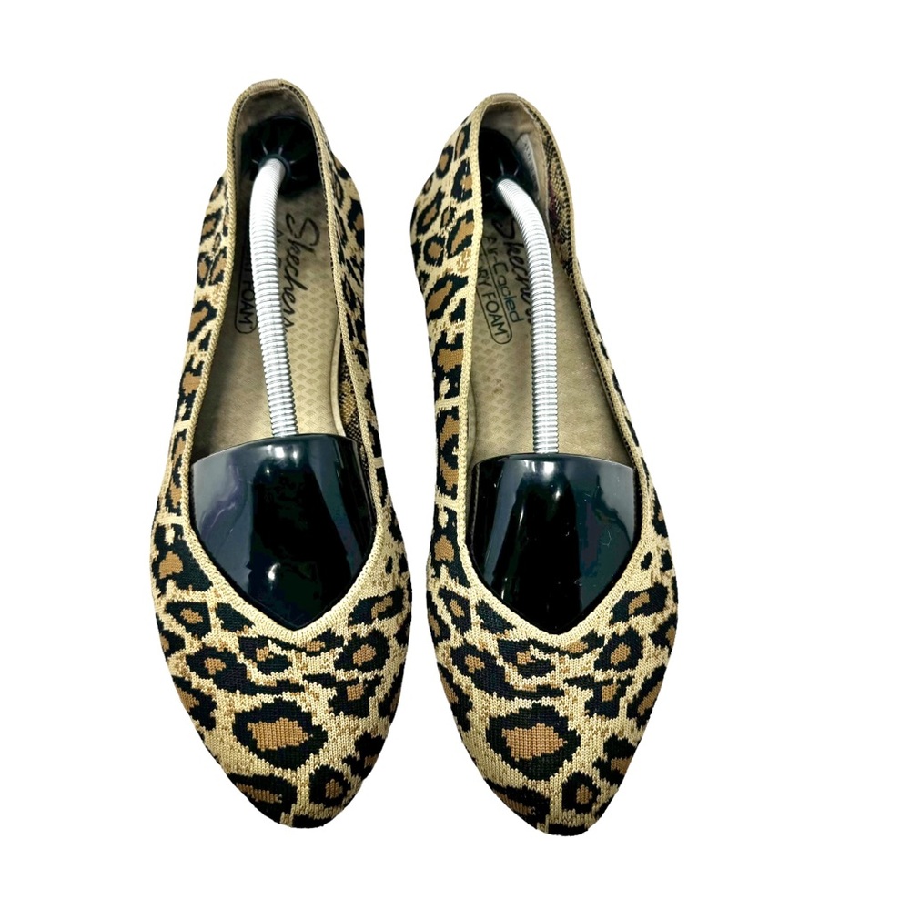 Skechers Cleo Claw Some Leopard Knit Ballet Flats Brown Tan Black Size 9.5 - Picture 3 of 11